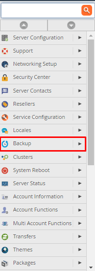 Screenshot: Click Backup User Selection .