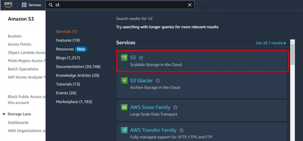 Creating an Amazon S3 bucket