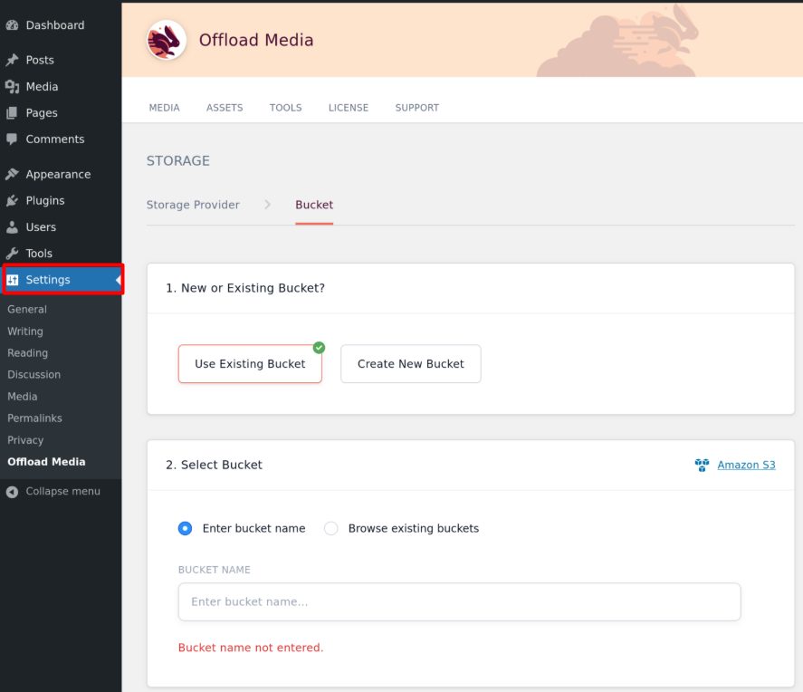 Configuring WP Offload Media with the S3 access